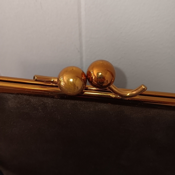 Bass Brushed Charcoal Suede Satchel Purse Authentic 1950s - Picture 4 of 12